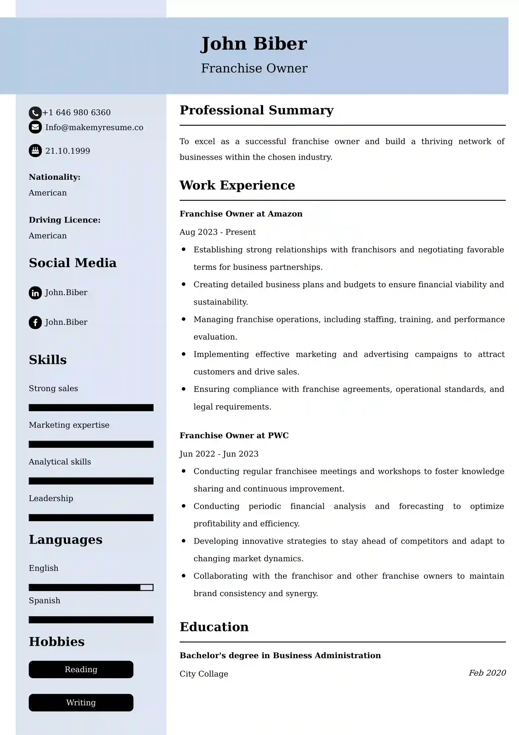 Direct Sales Representative Resume Examples Canada